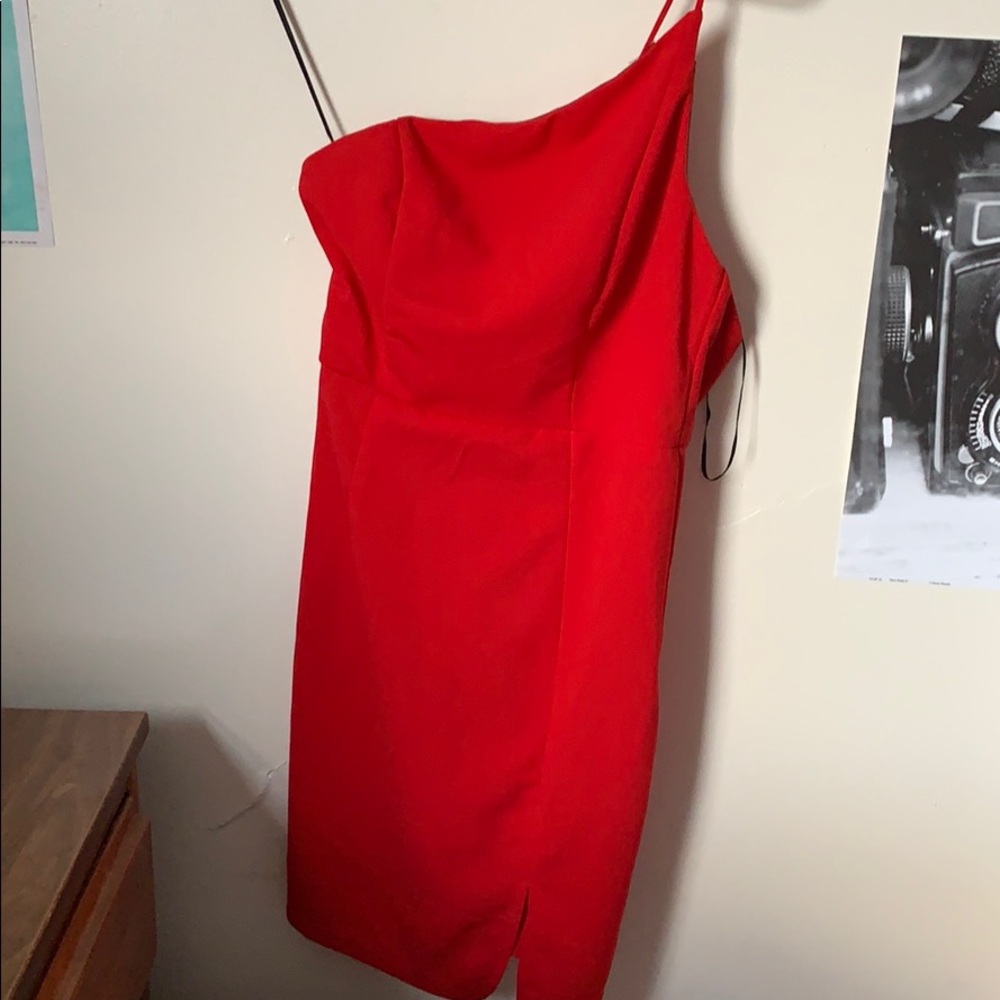 Red one shoulder bodycon dress